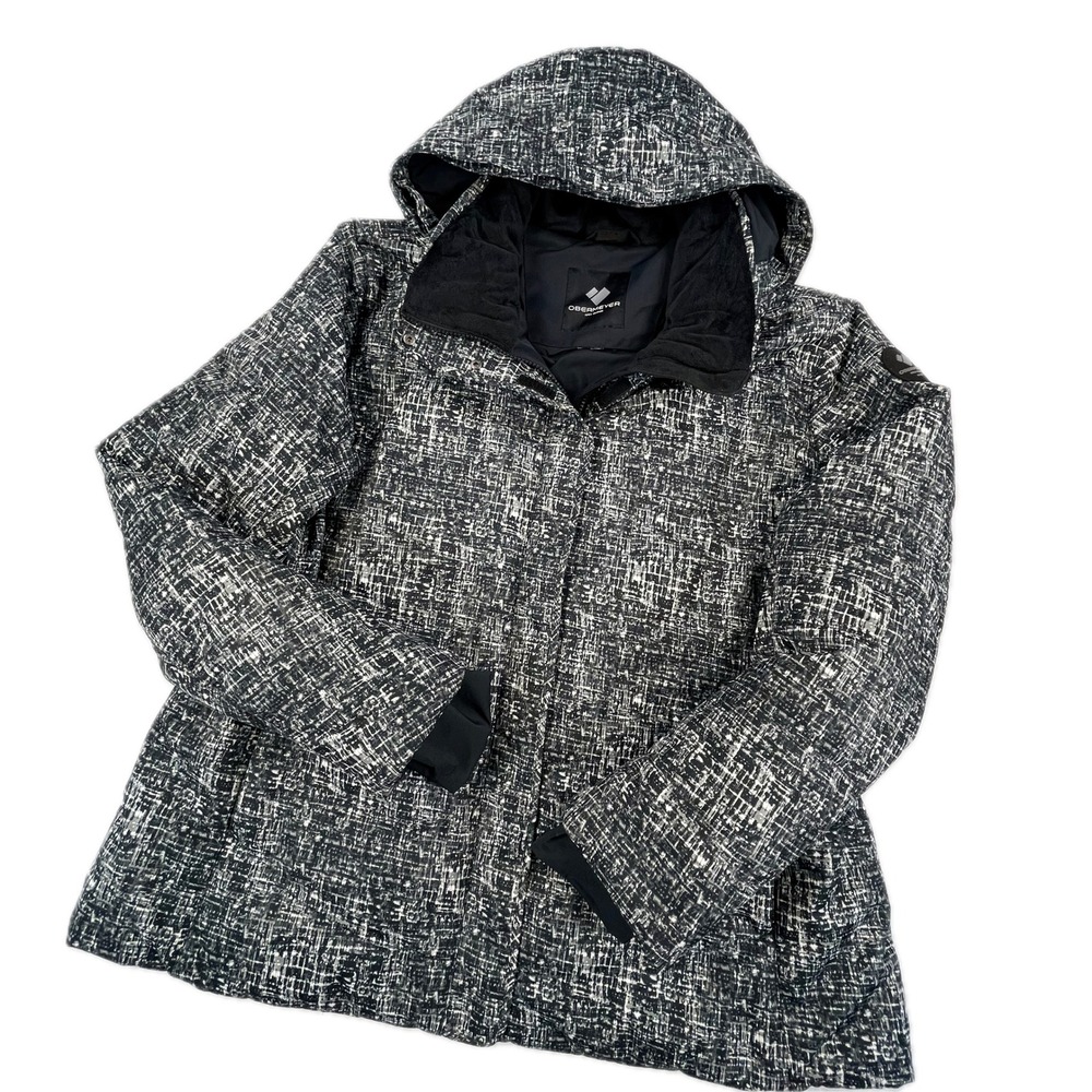 Obermeyer Tuscany II Insulated Ski Jacket Women 20 2XL Pristine Black White Coat